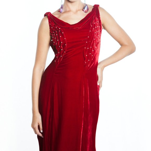 Source Unknown Dresses & Skirts - Red Velvet silk Gown One of a kind Designed & Hand made 100% silk Velvet Small